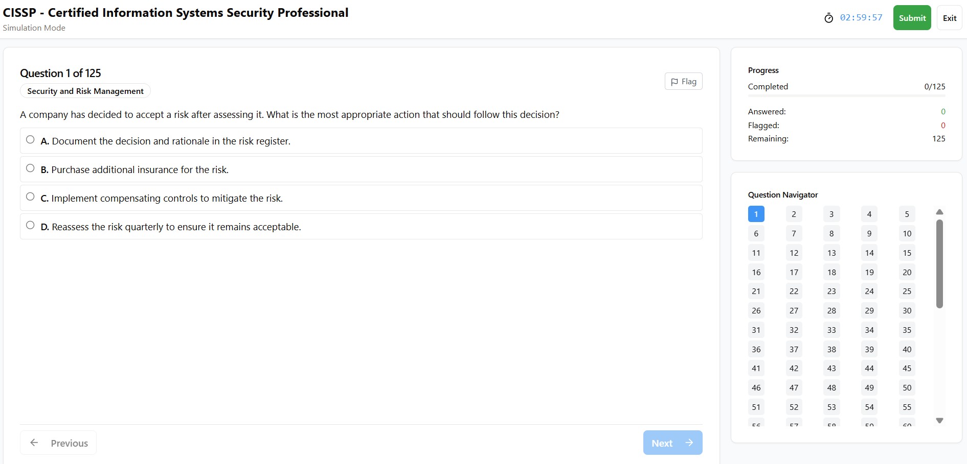 Mock Exam Interface